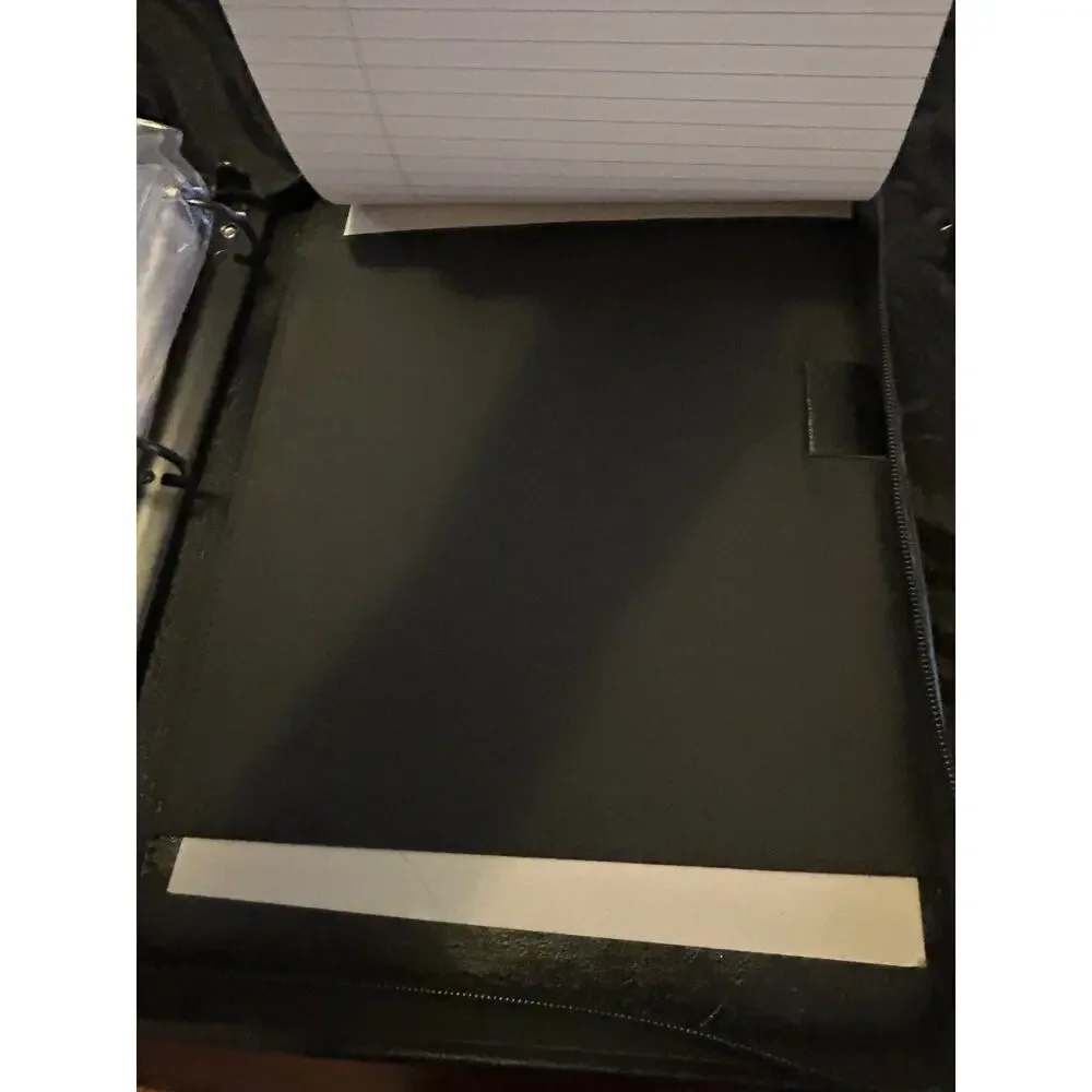 UKC Black Leather Zip Portfolio Binder Organizer Calculator Padfolio